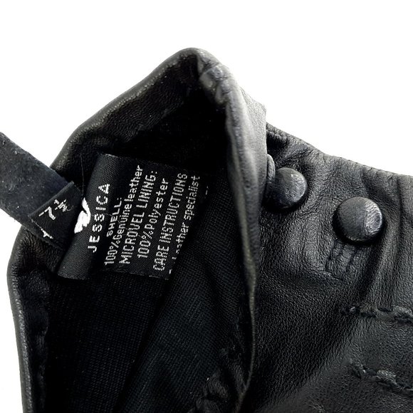 Winter Size 7 1/2 Black Button Soft Leather Light Dress Gloves - Picture 2 of 5